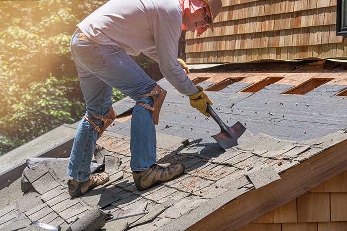 Man working on roof